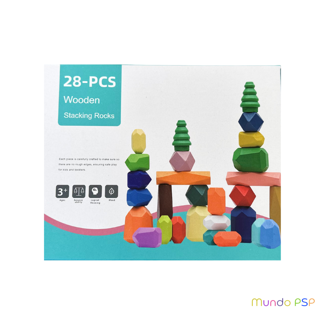 Piedras de equilibrio madera